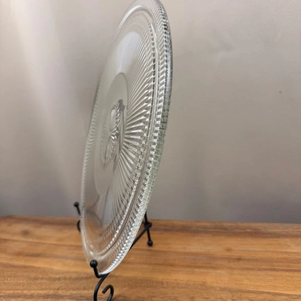 Jeannette Glass Anniversary Pattern Clear Pressed Glass 12 Inch Round Cake Plate